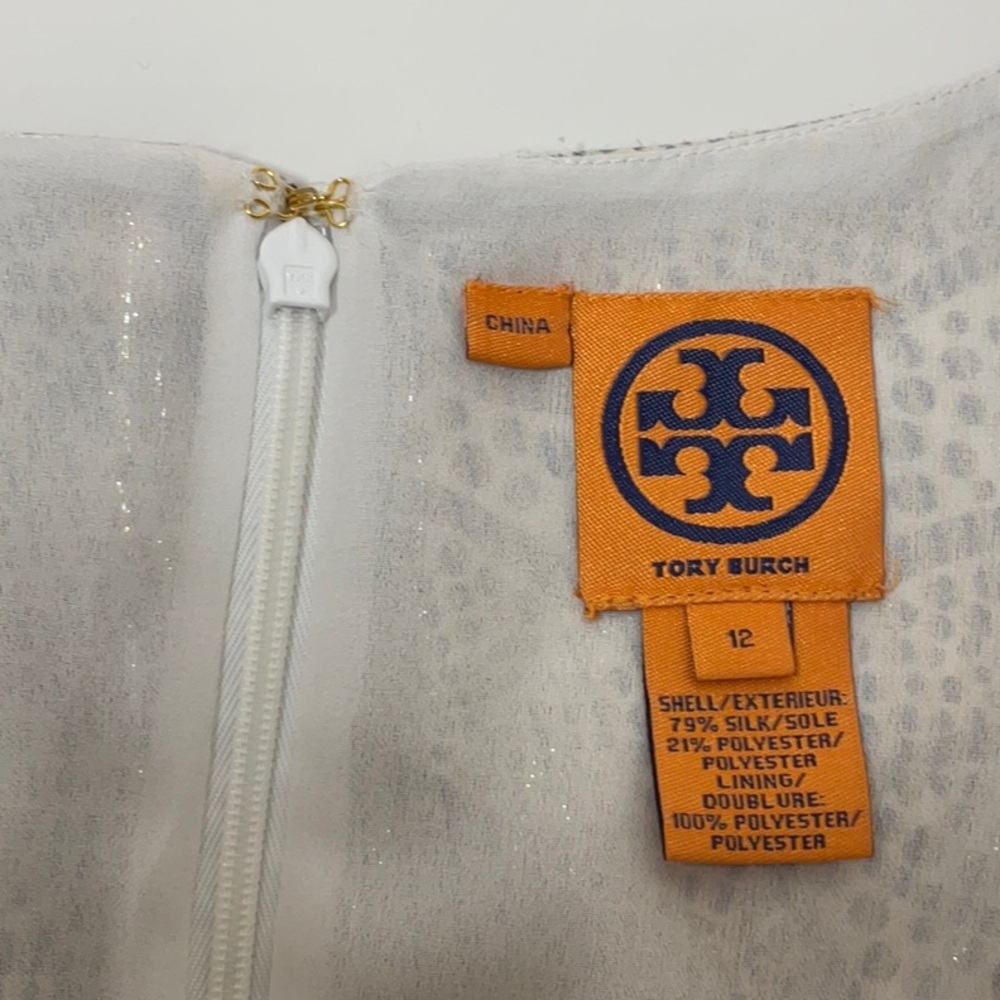 Tory Burch Silk Blend Jaquard Sleeveless Sheath Dress Metallic Size 12 - Picture 6 of 11